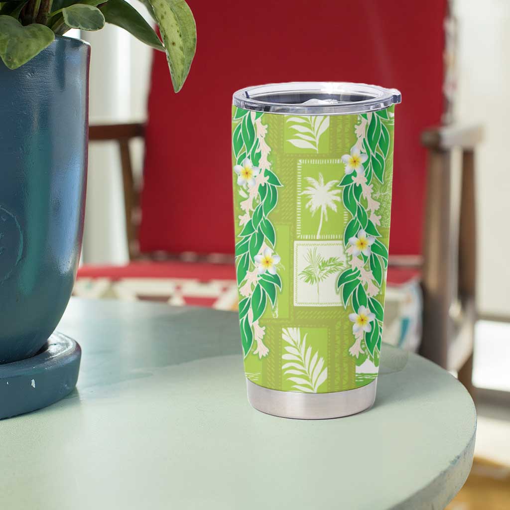 Aloha Hawaii Tuberose Lei Tumbler Cup Tropical Vibes Green Color - Polynesian Pride