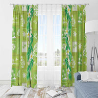 Aloha Hawaii Tuberose Lei Window Curtain Tropical Vibes Green Color - Polynesian Pride