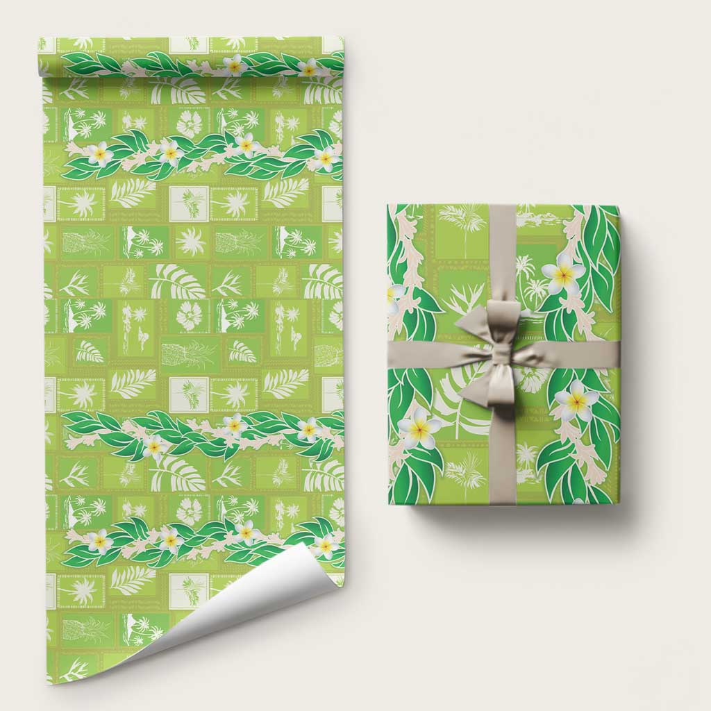 Aloha Hawaii Tuberose Lei Wrapping Paper Tropical Vibes Green Color LT14 58" × 23" Green - Polynesian Pride