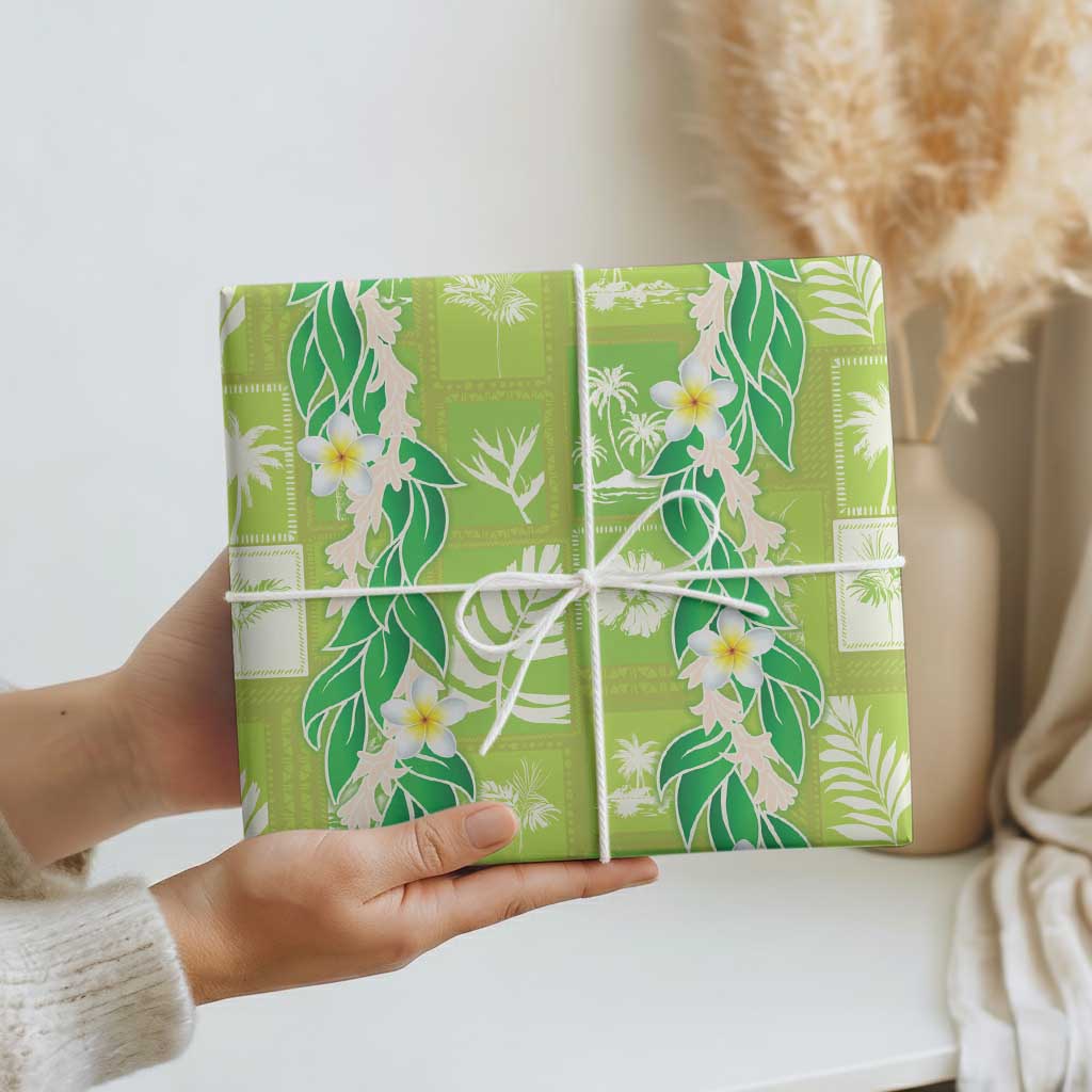 Aloha Hawaii Tuberose Lei Wrapping Paper Tropical Vibes Green Color LT14 - Polynesian Pride