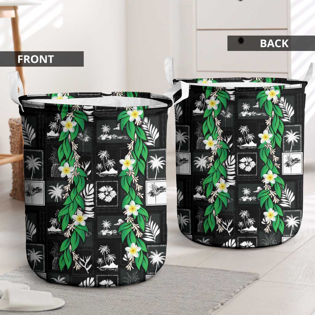 Aloha Hawaii Tuberose Lei Laundry Basket Tropical Vibes Black Color LT14 - Polynesian Pride