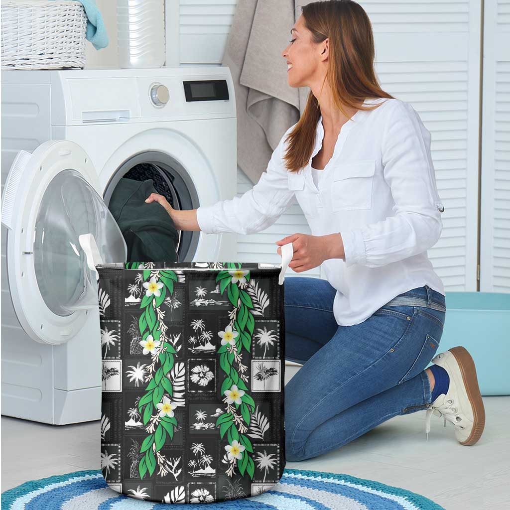 Aloha Hawaii Tuberose Lei Laundry Basket Tropical Vibes Black Color LT14 - Polynesian Pride