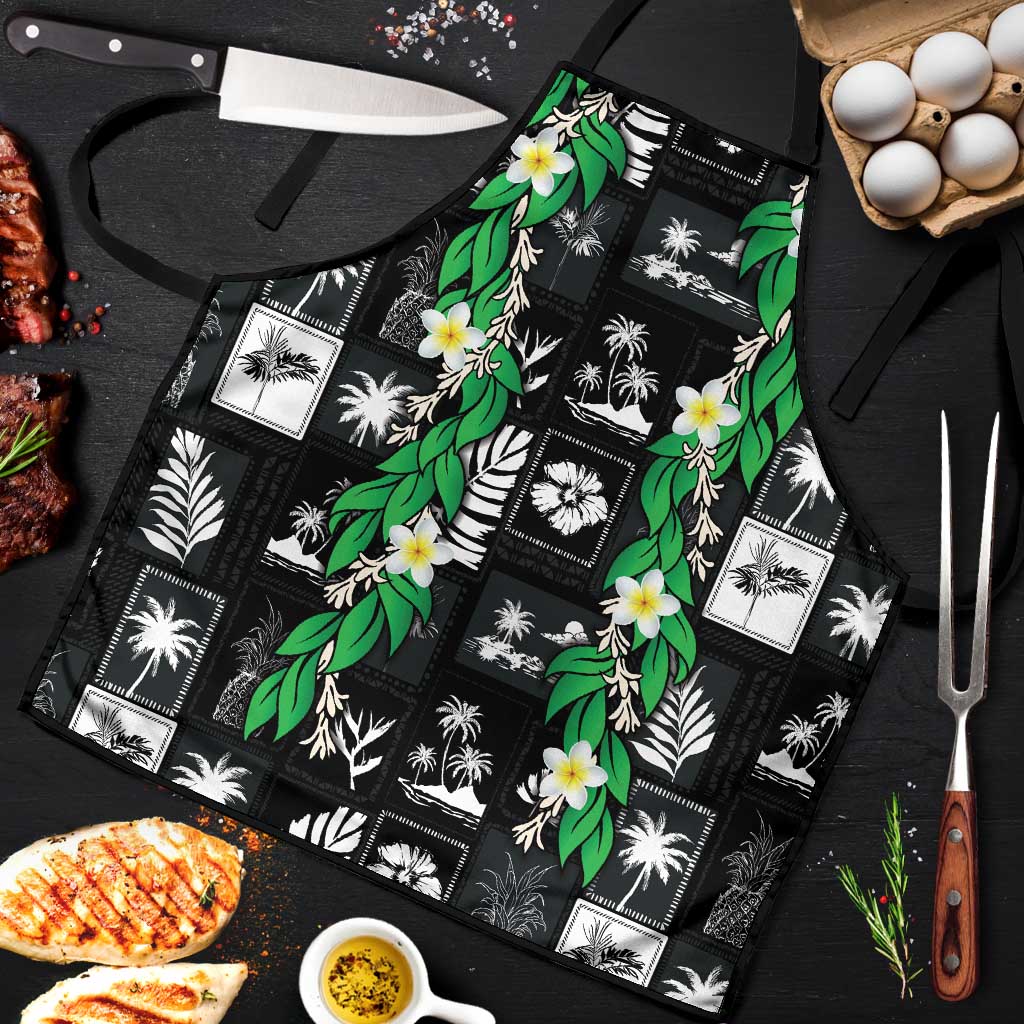 Aloha Hawaii Tuberose Lei Apron Tropical Vibes Black Color - Polynesian Pride