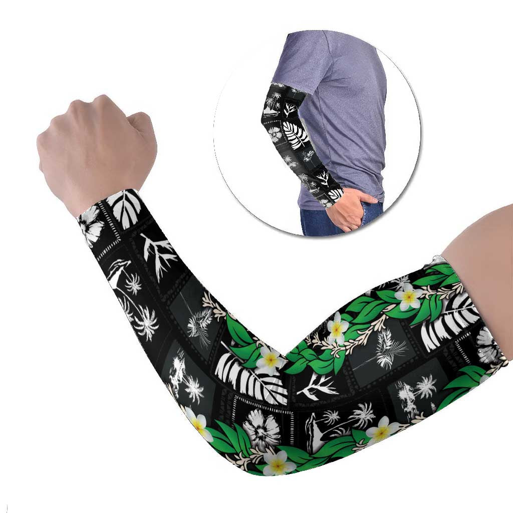 Aloha Hawaii Tuberose Lei Arm Sleeves Tropical Vibes Black Color - Polynesian Pride