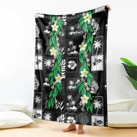 Aloha Hawaii Tuberose Lei Blanket Tropical Vibes Black Color - Polynesian Pride
