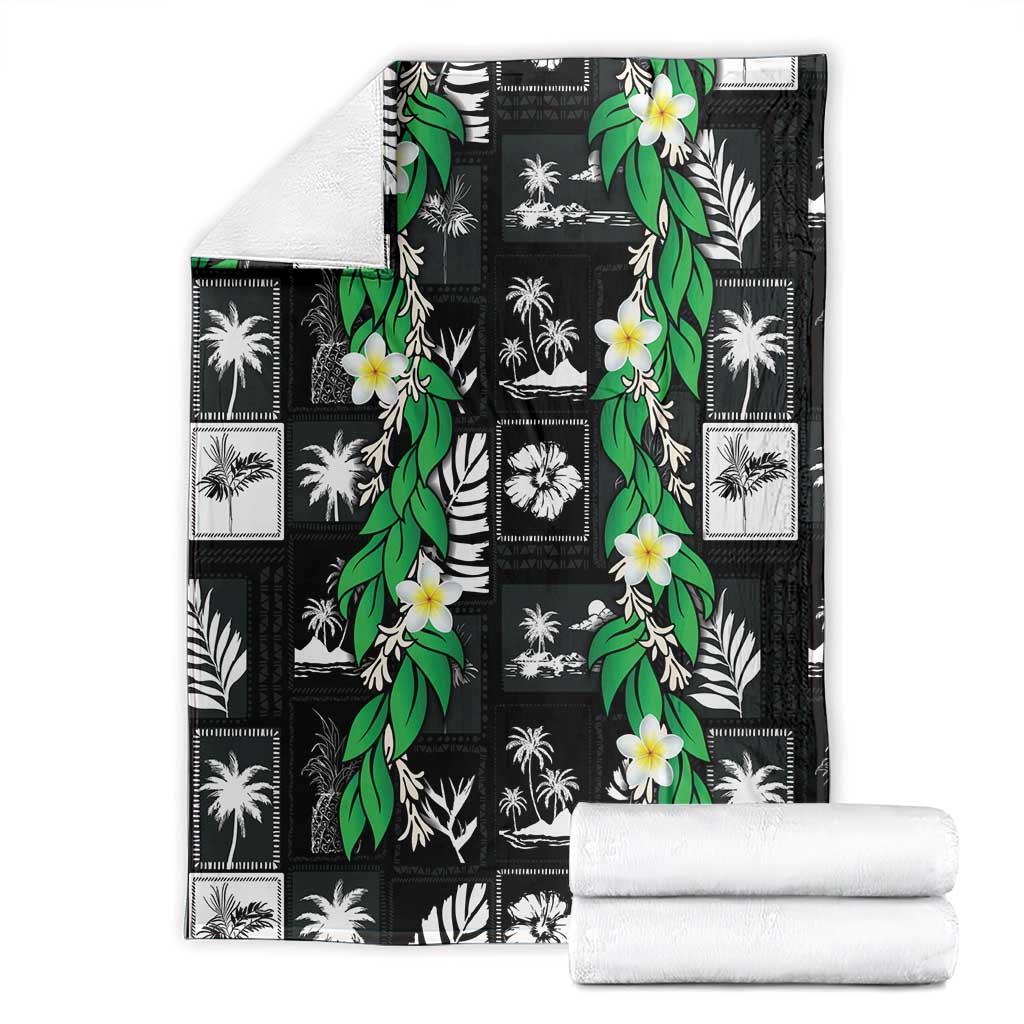 Aloha Hawaii Tuberose Lei Blanket Tropical Vibes Black Color - Polynesian Pride