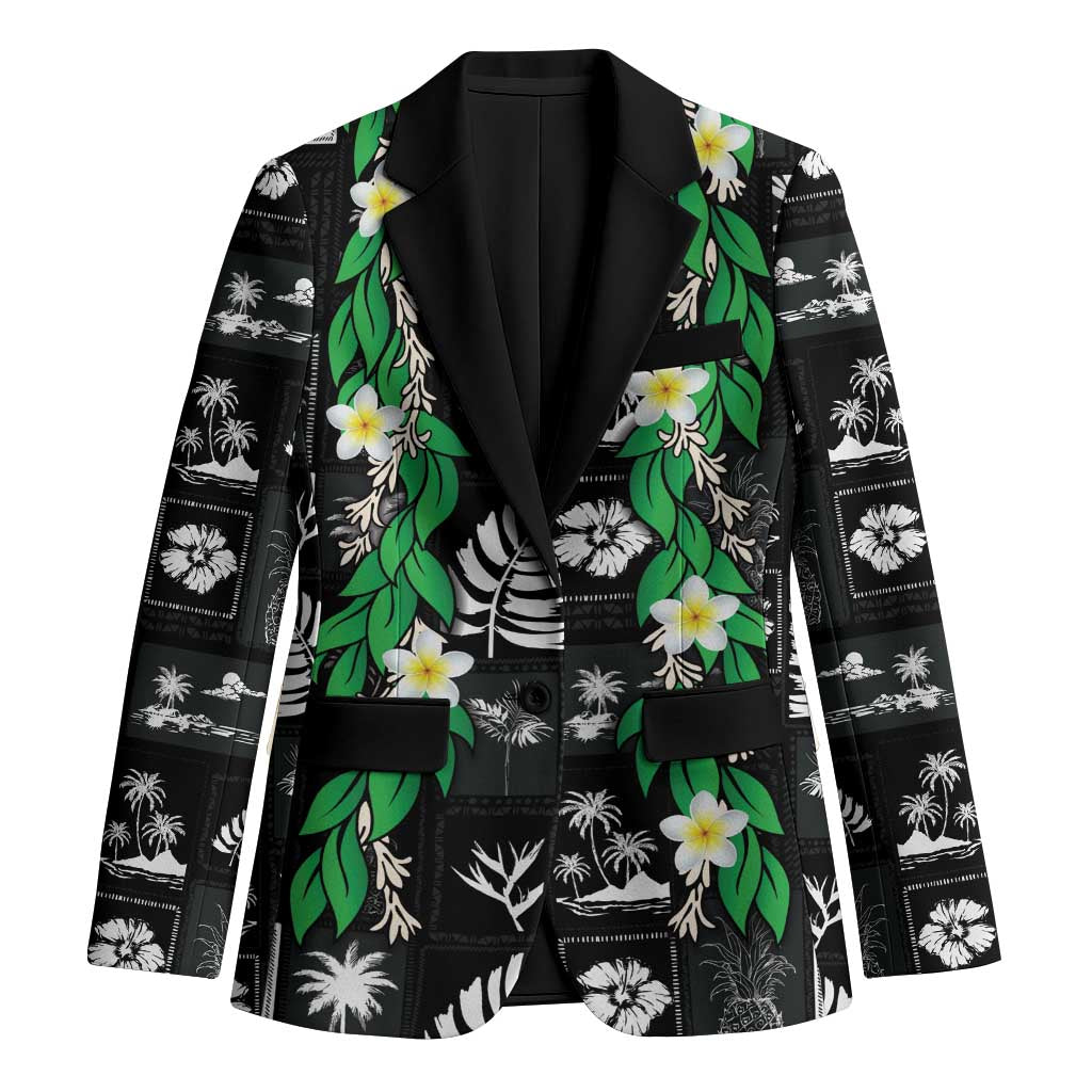 Aloha Hawaii Tuberose Lei Blazer Tropical Vibes Black Color - Polynesian Pride