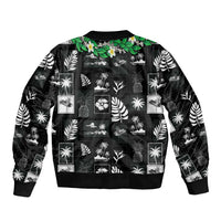 Aloha Hawaii Tuberose Lei Bomber Jacket Tropical Vibes Black Color LT14 - Polynesian Pride