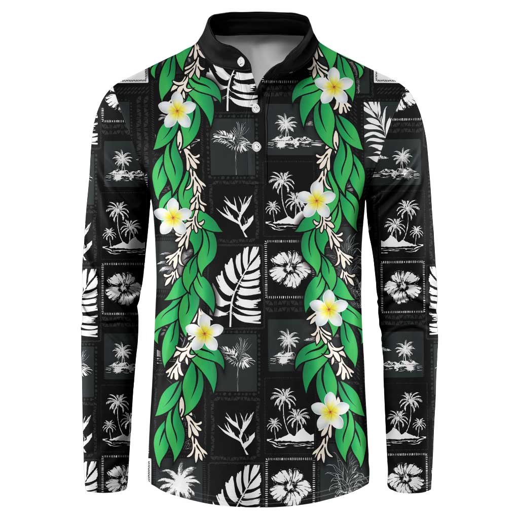 Aloha Hawaii Tuberose Lei Button Sweatshirt Tropical Vibes Black Color LT14 Black - Polynesian Pride