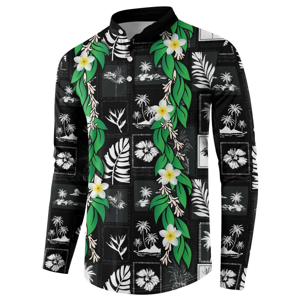 Aloha Hawaii Tuberose Lei Button Sweatshirt Tropical Vibes Black Color LT14 - Polynesian Pride