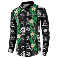 Aloha Hawaii Tuberose Lei Button Sweatshirt Tropical Vibes Black Color LT14 - Polynesian Pride