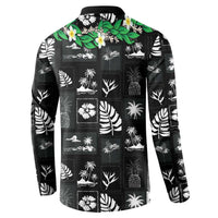 Aloha Hawaii Tuberose Lei Button Sweatshirt Tropical Vibes Black Color LT14 - Polynesian Pride
