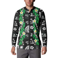 Aloha Hawaii Tuberose Lei Button Sweatshirt Tropical Vibes Black Color LT14 - Polynesian Pride