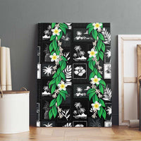 Aloha Hawaii Tuberose Lei Canvas Wall Art Tropical Vibes Black Color - Polynesian Pride