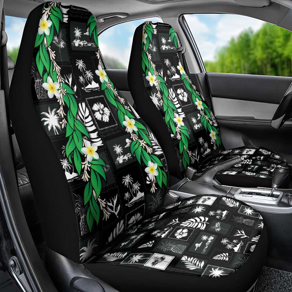 Aloha Hawaii Tuberose Lei Car Seat Cover Tropical Vibes Black Color - Polynesian Pride