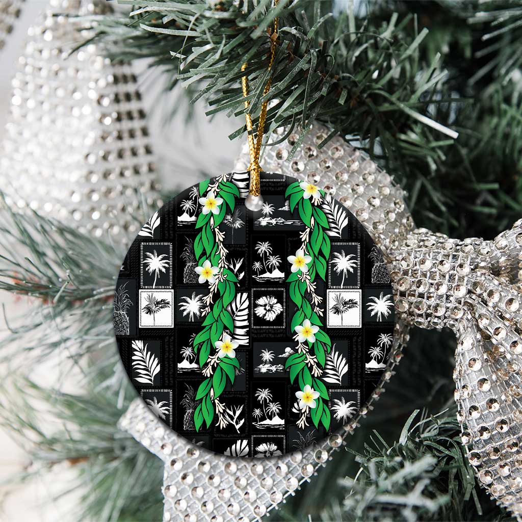 Aloha Hawaii Tuberose Lei Ceramic Ornament Tropical Vibes Black Color - Polynesian Pride