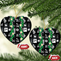 Aloha Hawaii Tuberose Lei Ceramic Ornament Tropical Vibes Black Color - Polynesian Pride