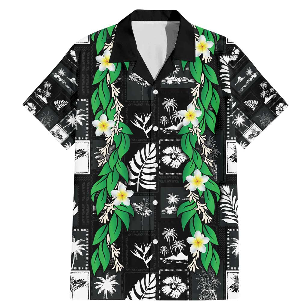 Aloha Hawaii Tuberose Lei Family Matching Mermaid Dress and Hawaiian Shirt Tropical Vibes Black Color - Polynesian Pride