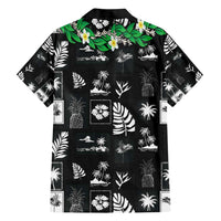 Aloha Hawaii Tuberose Lei Family Matching Short Sleeve Bodycon Dress and Hawaiian Shirt Tropical Vibes Black Color - Polynesian Pride