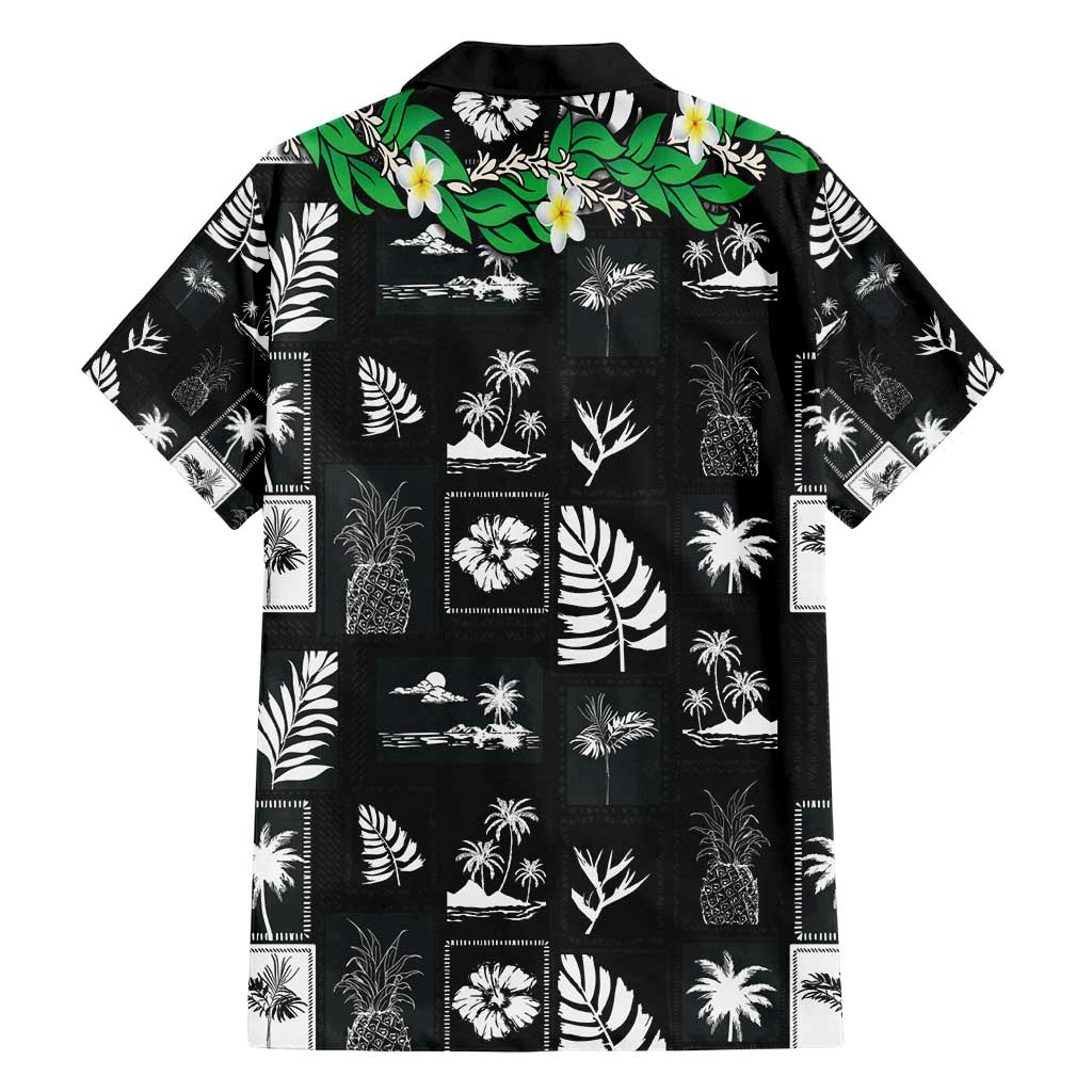 Aloha Hawaii Tuberose Lei Family Matching Summer Maxi Dress and Hawaiian Shirt Tropical Vibes Black Color - Polynesian Pride