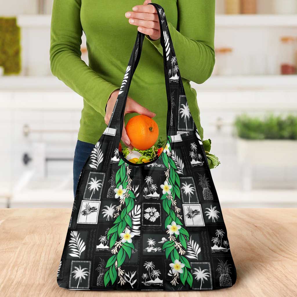 Aloha Hawaii Tuberose Lei Grocery Bag Tropical Vibes Black Color - Polynesian Pride