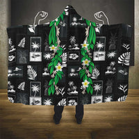 Aloha Hawaii Tuberose Lei Hooded Blanket Tropical Vibes Black Color LT14 - Polynesian Pride