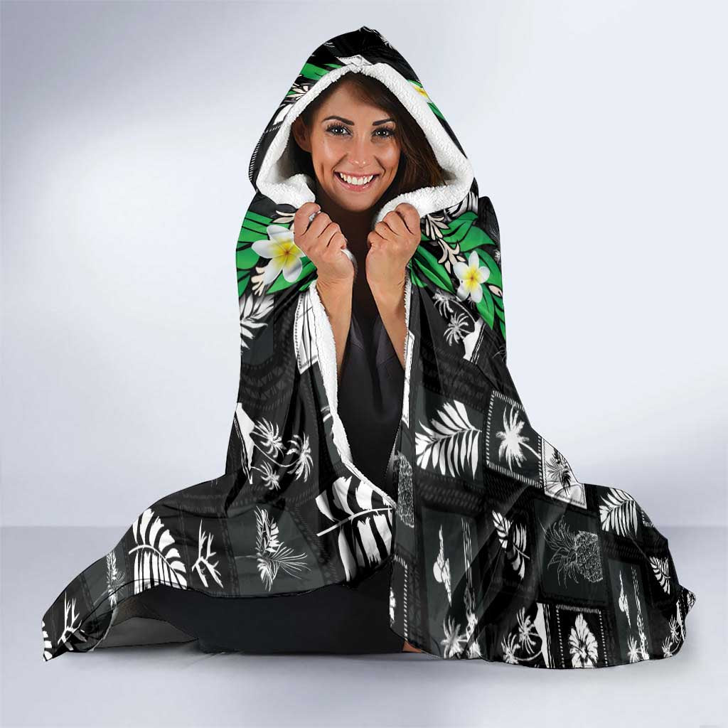 Aloha Hawaii Tuberose Lei Hooded Blanket Tropical Vibes Black Color LT14 - Polynesian Pride