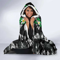 Aloha Hawaii Tuberose Lei Hooded Blanket Tropical Vibes Black Color LT14 - Polynesian Pride