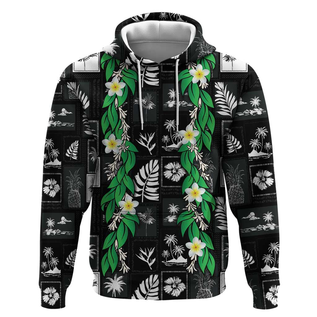 Aloha Hawaii Tuberose Lei Hoodie Tropical Vibes Black Color - Polynesian Pride