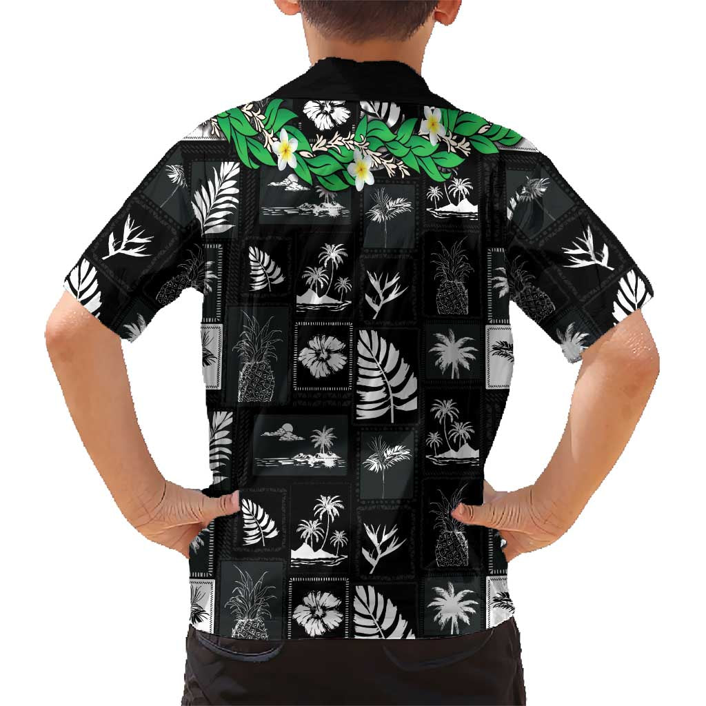 Aloha Hawaii Tuberose Lei Kid Hawaiian Shirt Tropical Vibes Black Color LT14 - Polynesian Pride