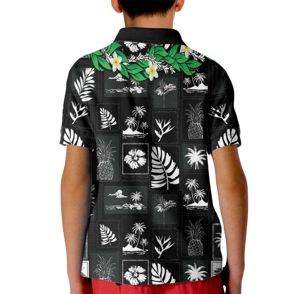 Aloha Hawaii Tuberose Lei Kid Polo Shirt Tropical Vibes Black Color LT14 - Polynesian Pride