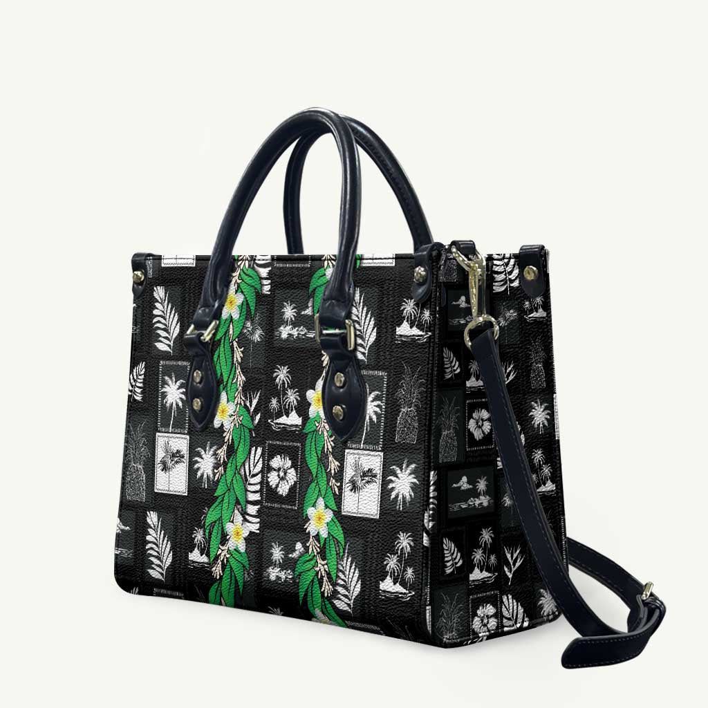 Aloha Hawaii Tuberose Lei Leather Bag Tropical Vibes Black Color - Polynesian Pride
