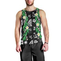 Aloha Hawaii Tuberose Lei Men Tank Top Tropical Vibes Black Color LT14 - Polynesian Pride