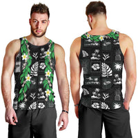 Aloha Hawaii Tuberose Lei Men Tank Top Tropical Vibes Black Color LT14 - Polynesian Pride