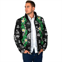 Aloha Hawaii Tuberose Lei Padded Jacket Tropical Vibes Black Color - Polynesian Pride