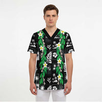 Aloha Hawaii Tuberose Lei Scrub Top Tropical Vibes Black Color - Polynesian Pride