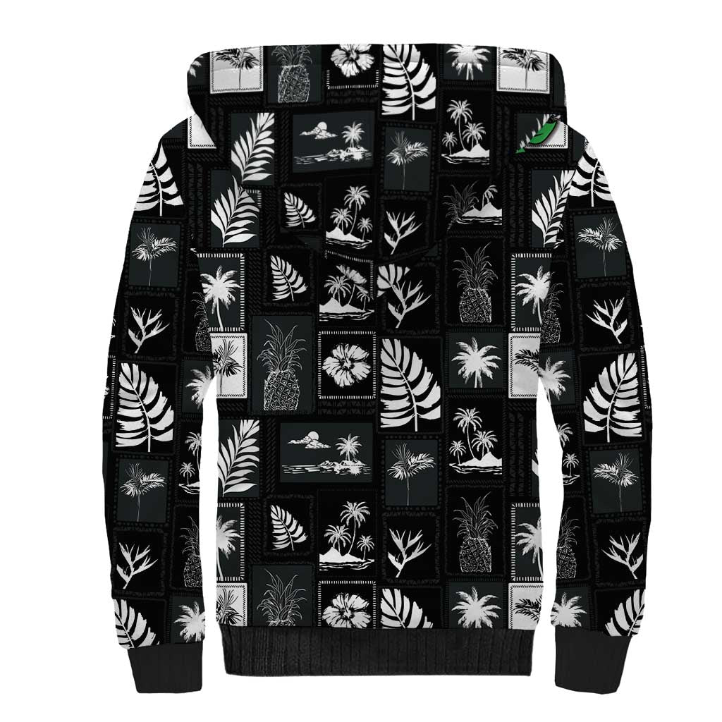 Aloha Hawaii Tuberose Lei Sherpa Hoodie Tropical Vibes Black Color - Polynesian Pride