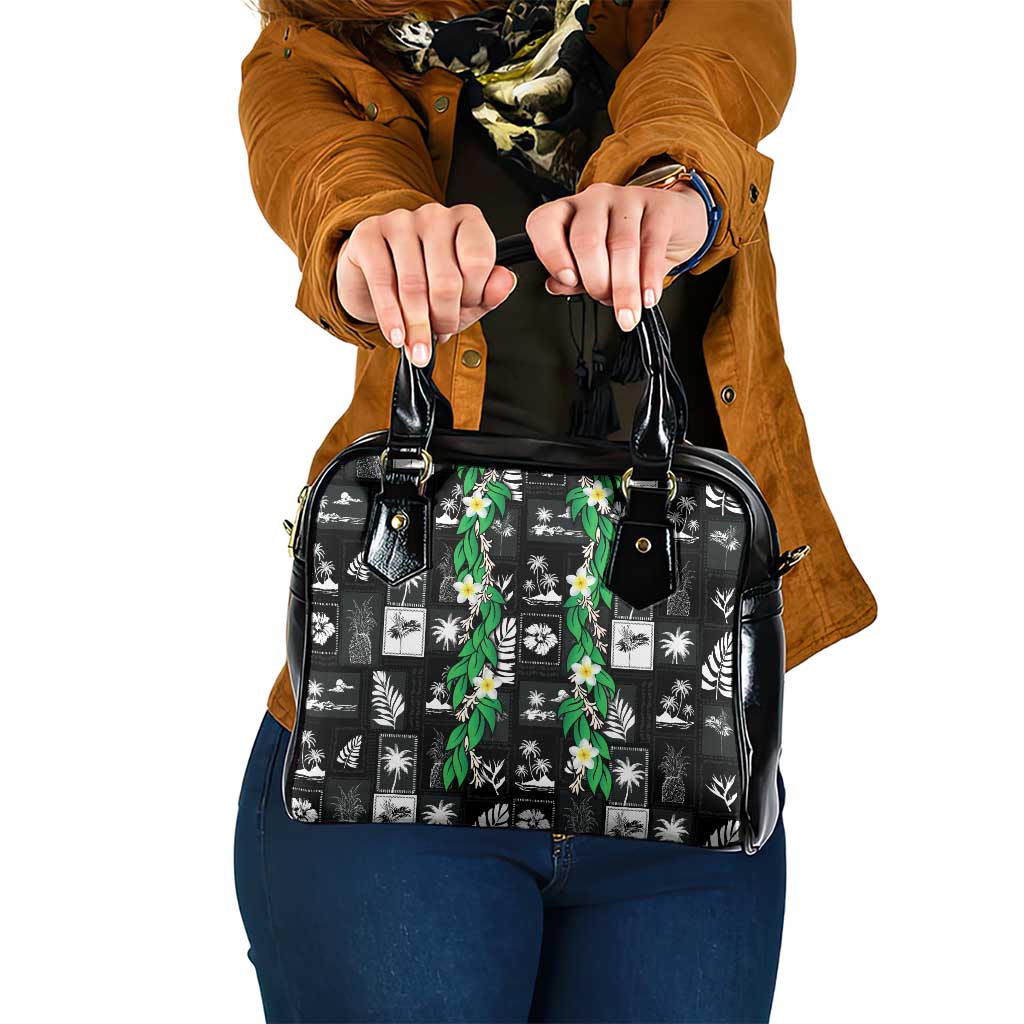 Aloha Hawaii Tuberose Lei Shoulder Handbag Tropical Vibes Black Color LT14 One Size Black - Polynesian Pride