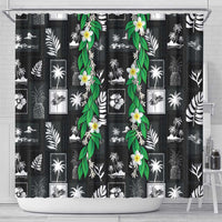 Aloha Hawaii Tuberose Lei Shower Curtain Tropical Vibes Black Color - Polynesian Pride