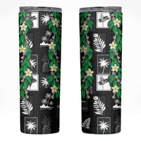 Aloha Hawaii Tuberose Lei Skinny Tumbler Tropical Vibes Black Color - Polynesian Pride