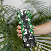 Aloha Hawaii Tuberose Lei Skinny Tumbler Tropical Vibes Black Color - Polynesian Pride