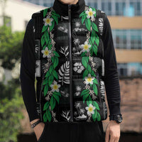Aloha Hawaii Tuberose Lei Sleeveless Puffer Jacket Tropical Vibes Black Color - Polynesian Pride