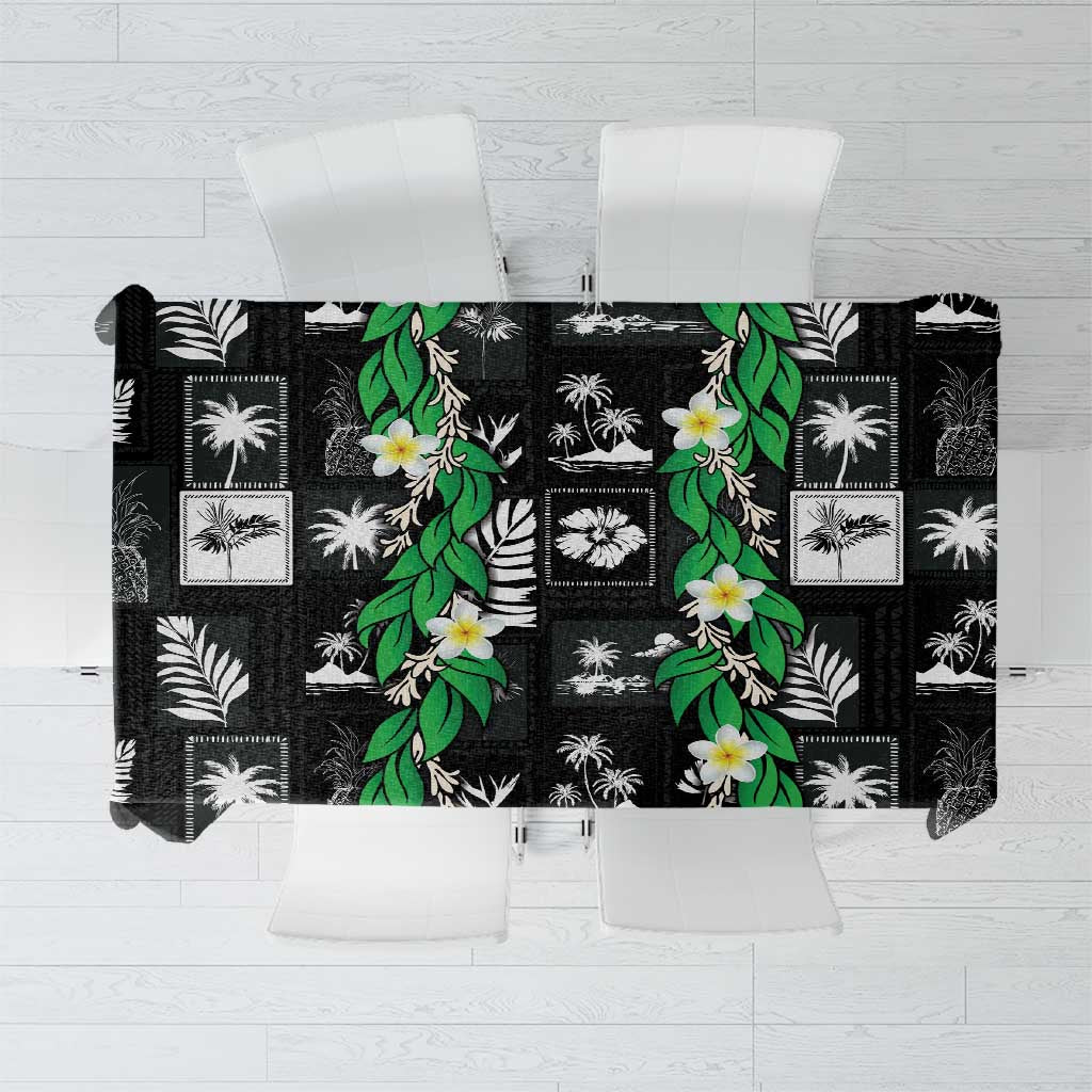 Aloha Hawaii Tuberose Lei Tablecloth Tropical Vibes Black Color LT14 Black - Polynesian Pride