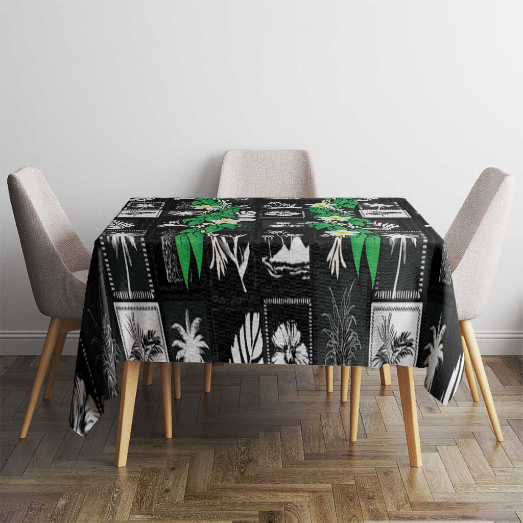 Aloha Hawaii Tuberose Lei Tablecloth Tropical Vibes Black Color LT14 - Polynesian Pride