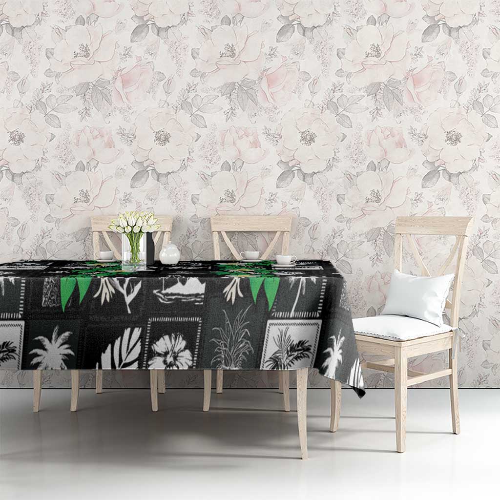 Aloha Hawaii Tuberose Lei Tablecloth Tropical Vibes Black Color LT14 - Polynesian Pride