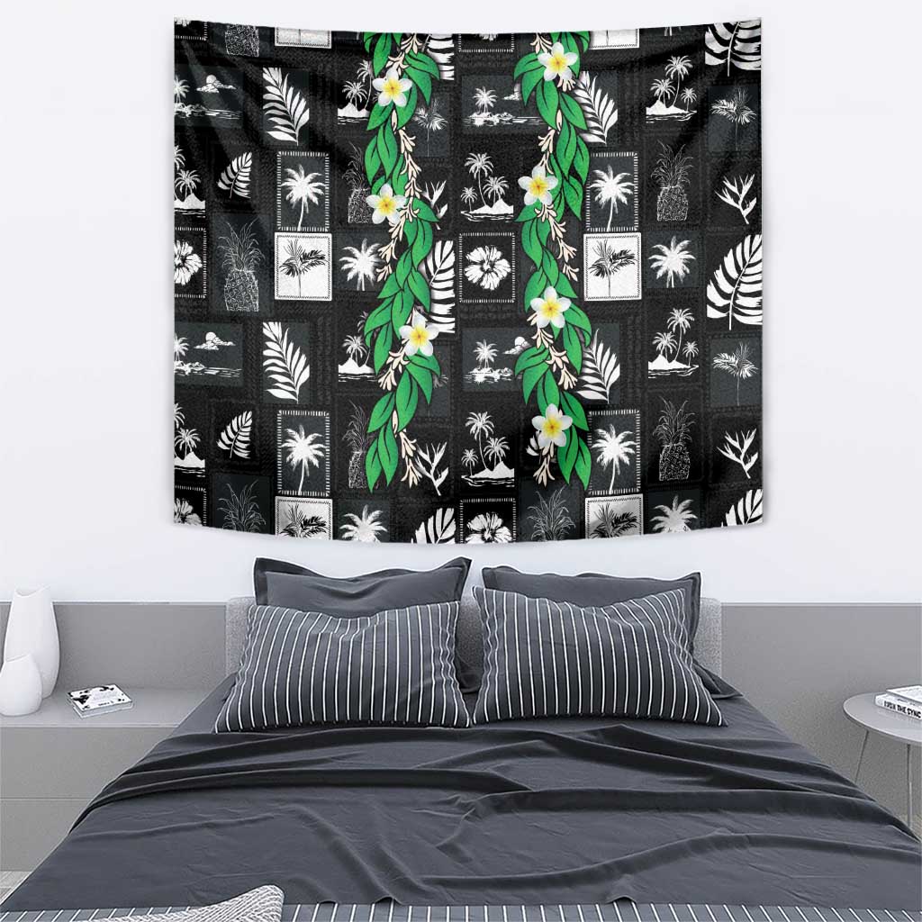 Aloha Hawaii Tuberose Lei Tapestry Tropical Vibes Black Color - Polynesian Pride