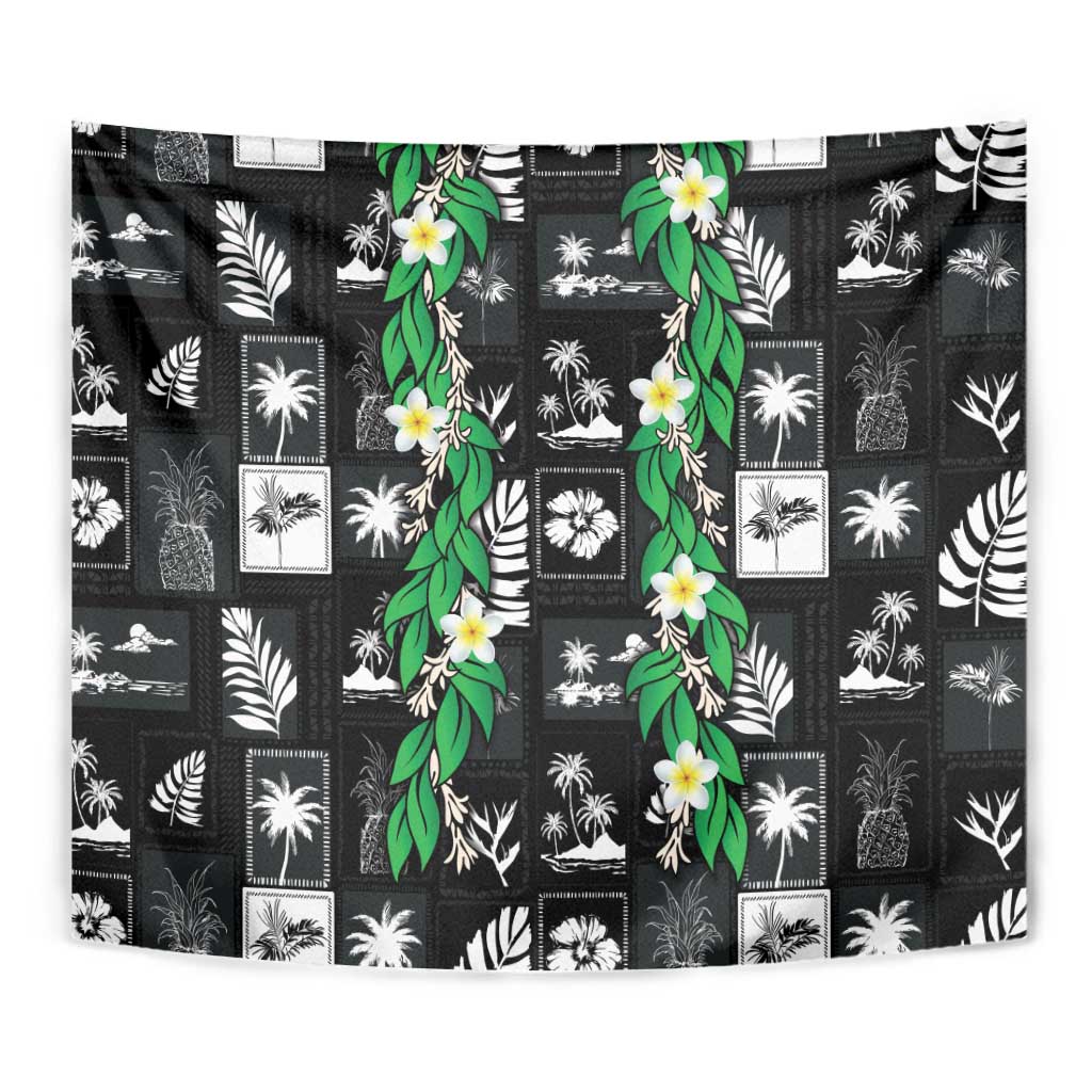 Aloha Hawaii Tuberose Lei Tapestry Tropical Vibes Black Color - Polynesian Pride