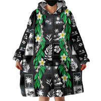 Aloha Hawaii Tuberose Lei Wearable Blanket Hoodie Tropical Vibes Black Color LT14 - Polynesian Pride