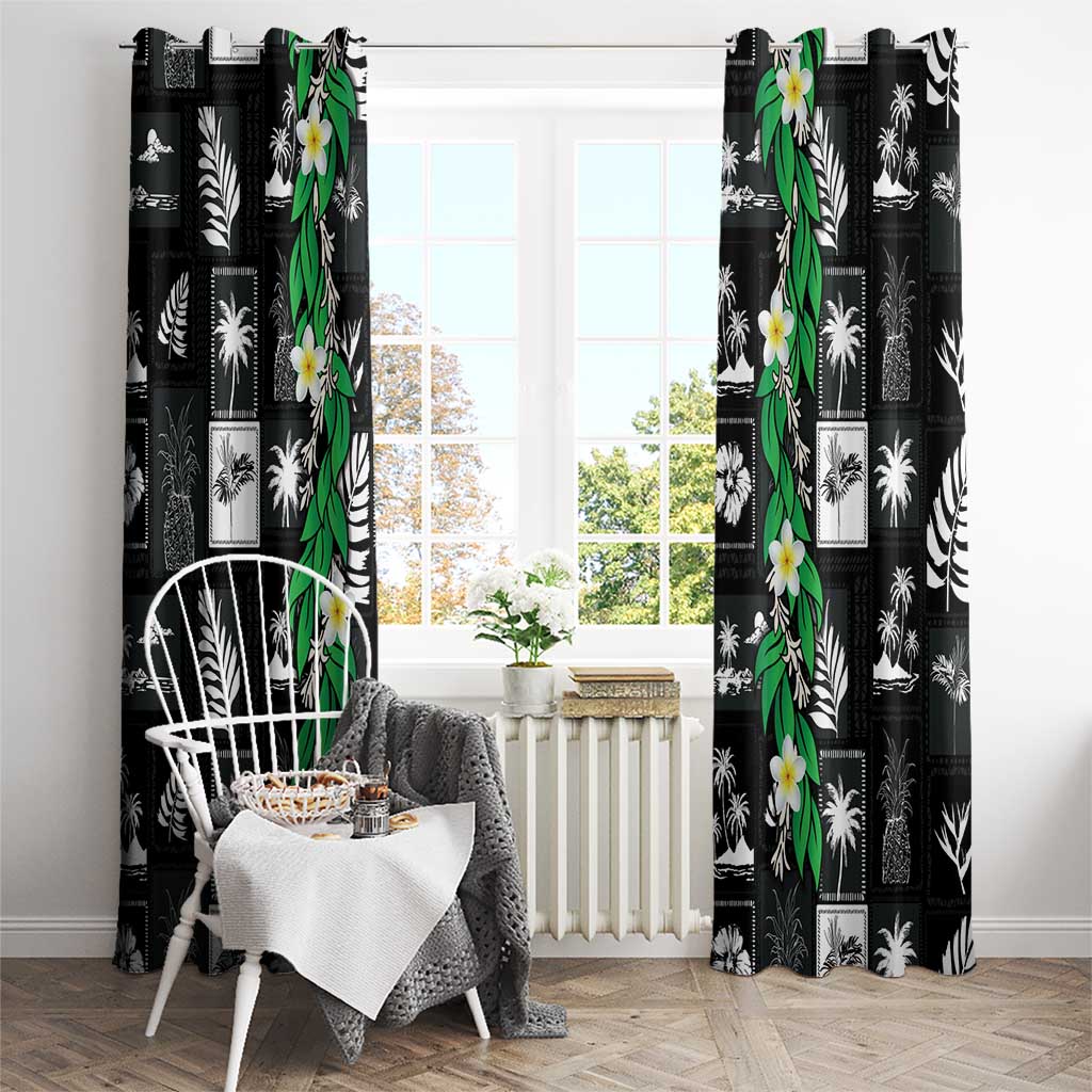 Aloha Hawaii Tuberose Lei Window Curtain Tropical Vibes Black Color - Polynesian Pride