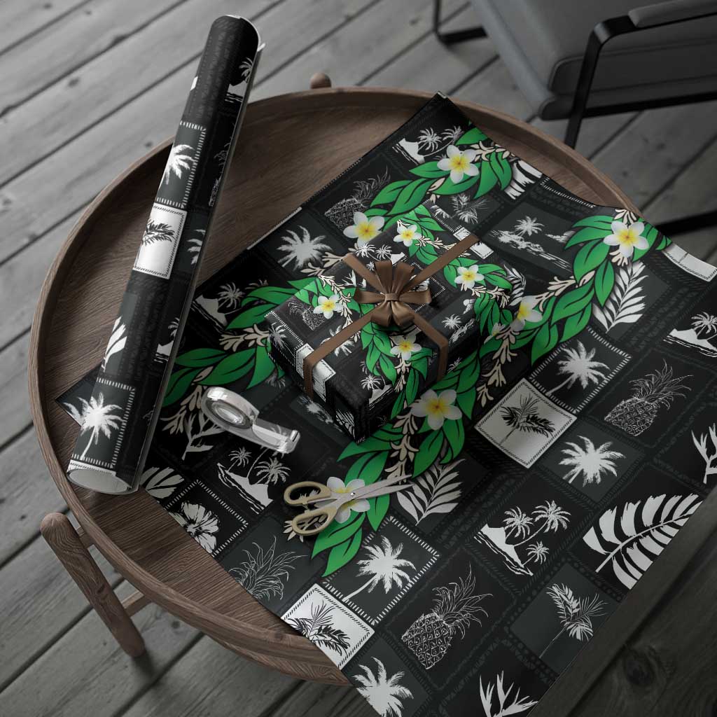 Aloha Hawaii Tuberose Lei Wrapping Paper Tropical Vibes Black Color LT14 - Polynesian Pride